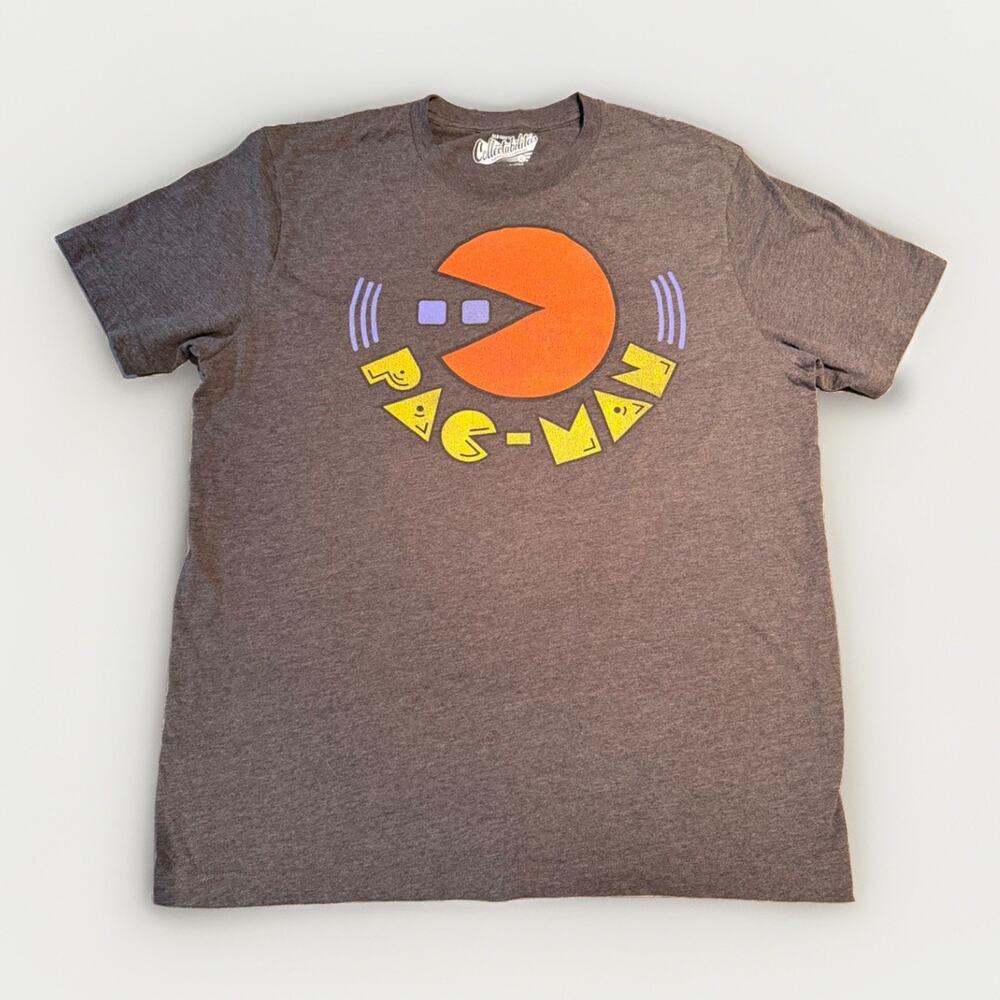 Old Navy Cotton On Men's XL Gray Knit Crew Neck Short Sleeve Pac-Man Graphic Tee